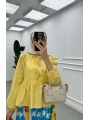 Önden Bağcıklı Kısa Gömlek - Sarı