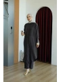 Pantolonlu Uzun Gömlekli Takım - Kahverengi