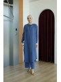Pantolonlu Uzun Gömlekli Takım - Mavi