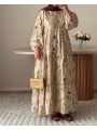 Rana Çiçekli Elbise - Bej