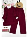 Serpme Taşlı İkili Takım - Bordo