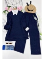Serpme Taşlı İkili Takım - Lacivert
