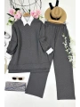 Serpme Taşlı İkili Takım - Gri