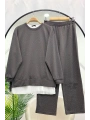Serpme Taşlı İkili Takım - Gri