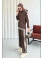 Yandan Şeritli Takım - Kahverengi