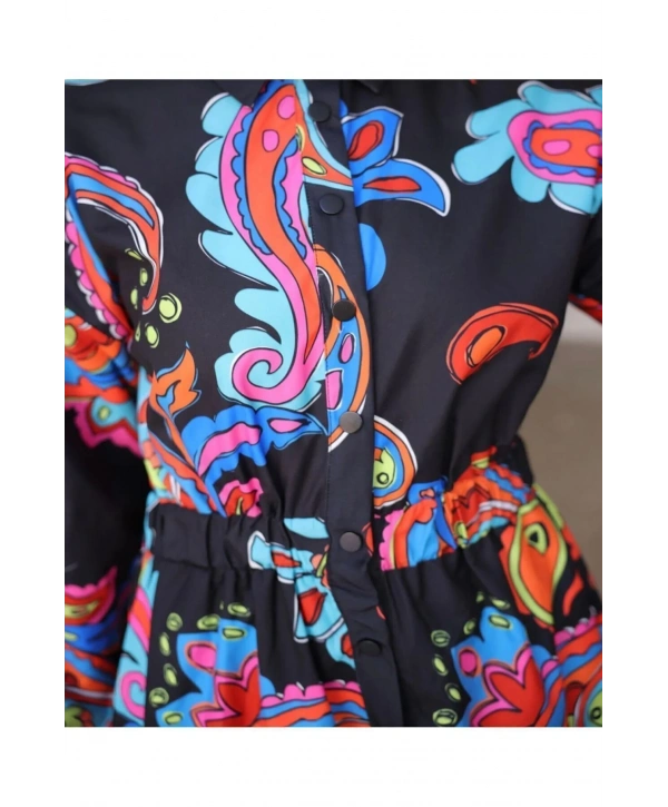 BYM DESENLİ BOYDAN DÜĞMELİ MUADİL ELBİSE