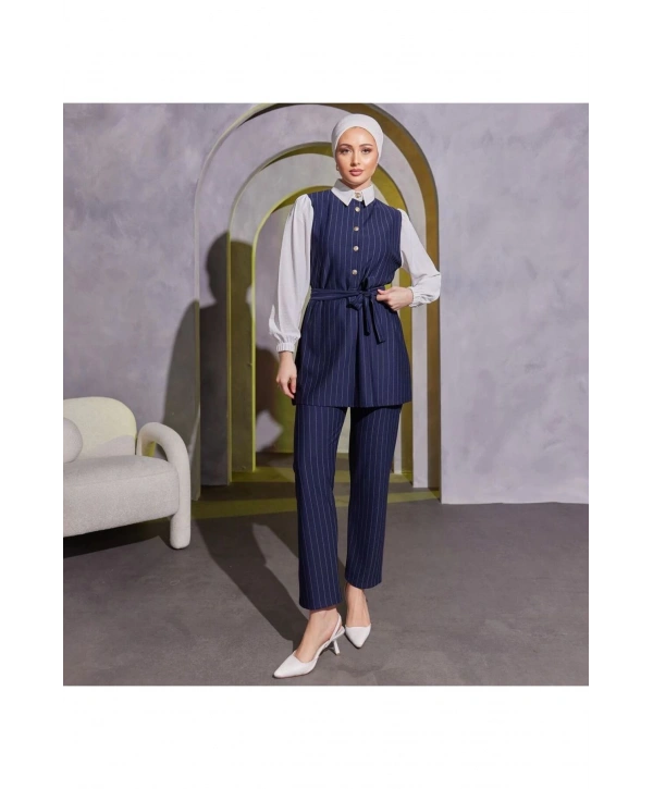 Gömlek Kol Çizgili Tesettür Ikili Takım