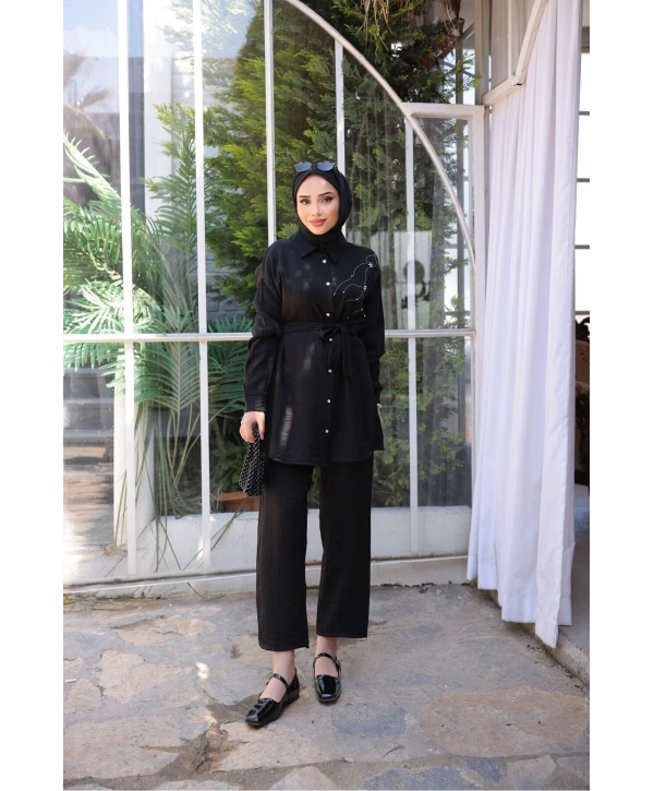 KADIN TAŞ İŞLEMELİ TESETTÜR İKİLİ TAKIM