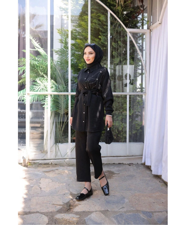 KADIN TAŞ İŞLEMELİ TESETTÜR İKİLİ TAKIM