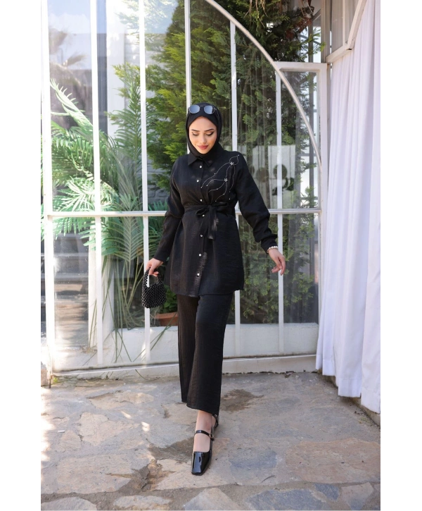 KADIN TAŞ İŞLEMELİ TESETTÜR İKİLİ TAKIM