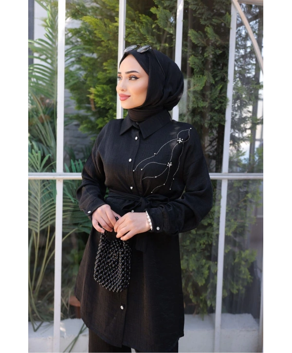 KADIN TAŞ İŞLEMELİ TESETTÜR İKİLİ TAKIM