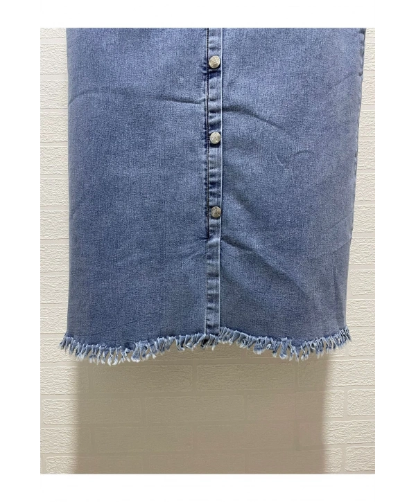 BOYDAN DÜĞMELİ UZUN KOT ETEK