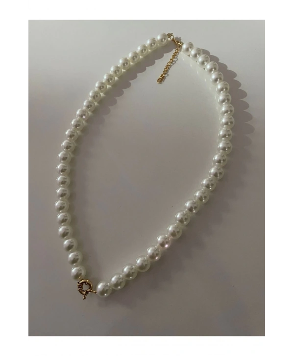 KİLİT SİSTEMLİ İNCİ KOLYE ( ALTIN ,GÜMÜŞ İSTENİLEN KOLYE UCU TAKIP ÇIKARILABİLİR)