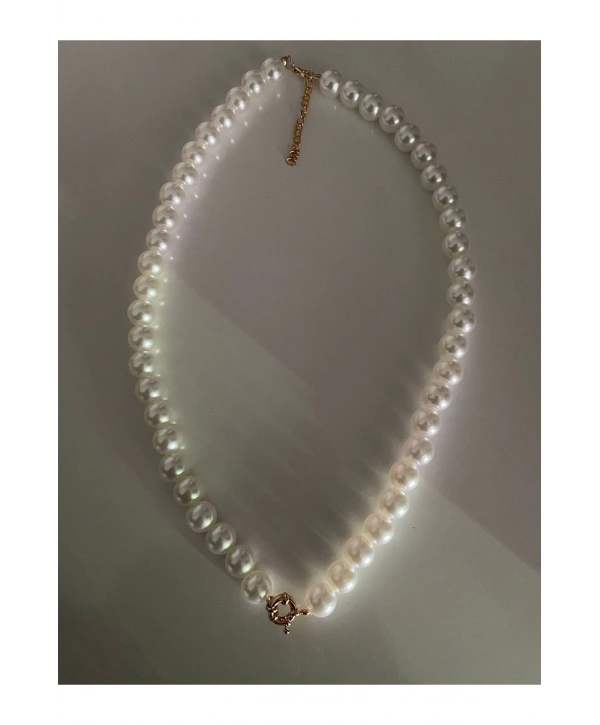 KİLİT SİSTEMLİ İNCİ KOLYE ( ALTIN ,GÜMÜŞ İSTENİLEN KOLYE UCU TAKIP ÇIKARILABİLİR)