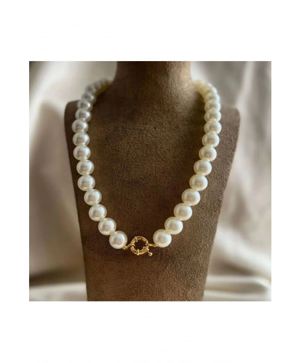 KİLİT SİSTEMLİ İNCİ KOLYE ( ALTIN ,GÜMÜŞ İSTENİLEN KOLYE UCU TAKIP ÇIKARILABİLİR)