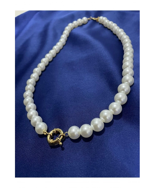 KİLİT SİSTEMLİ İNCİ KOLYE ( ALTIN ,GÜMÜŞ İSTENİLEN KOLYE UCU TAKIP ÇIKARILABİLİR)