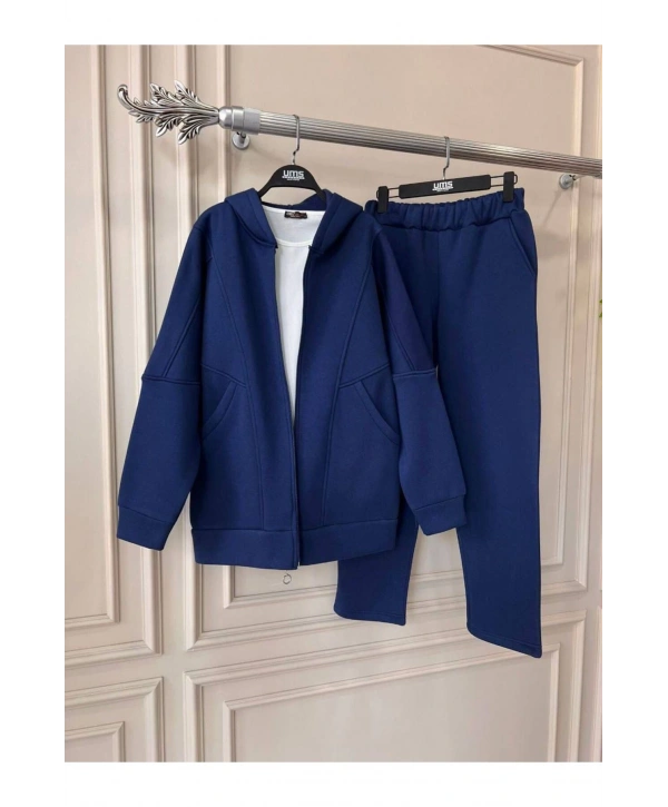 Kadın 3iplik Şardonlu Kapüşonlu Eşofman Takımı