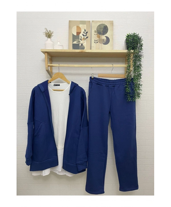 Kadın 3iplik Şardonlu Kapüşonlu Eşofman Takımı