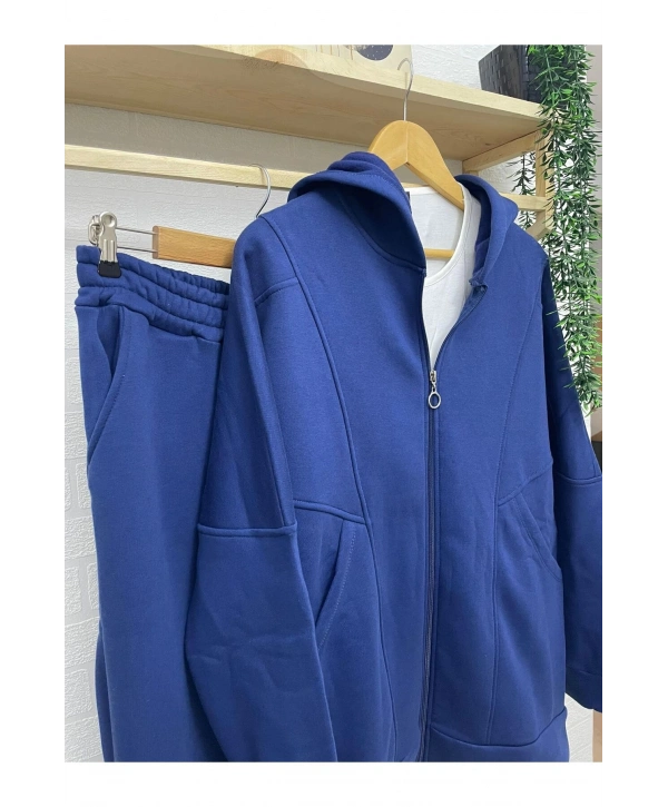 Kadın 3iplik Şardonlu Kapüşonlu Eşofman Takımı