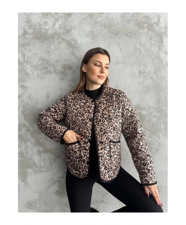 Kapitone Leopar Ceket