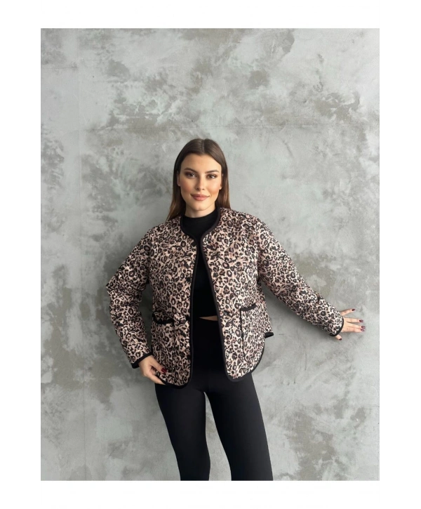 Kapitone Leopar Ceket