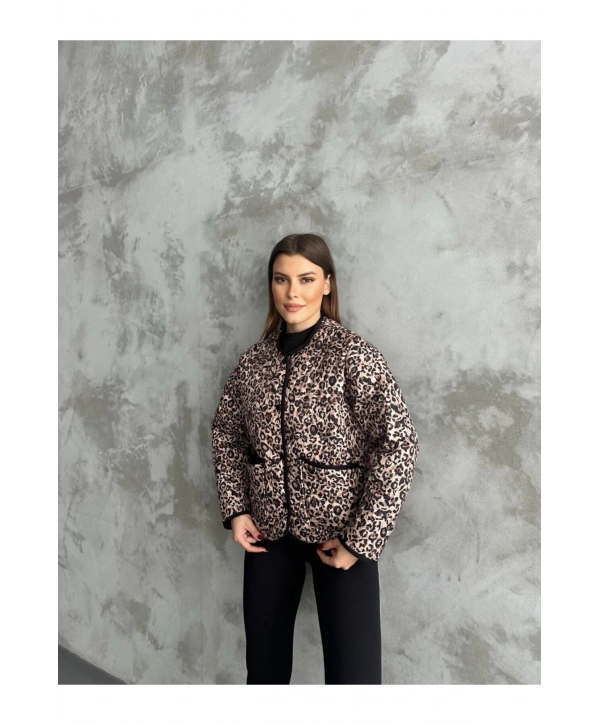 Kapitone Leopar Ceket