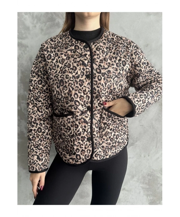 Kapitone Leopar Ceket