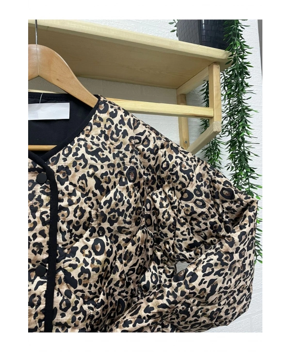 Kapitone Leopar Ceket