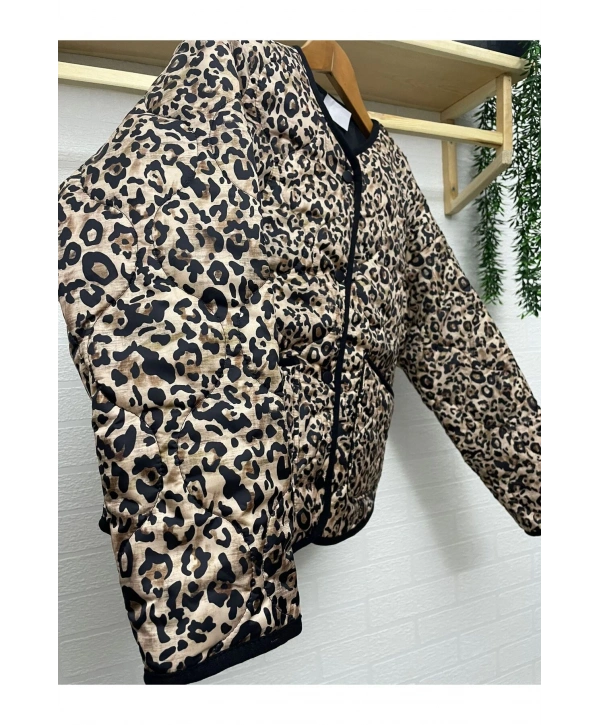 Kapitone Leopar Ceket