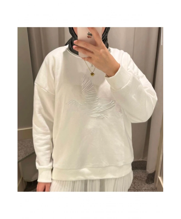 KUŞ NAKIŞLI MUADİL SWEATSHİRT