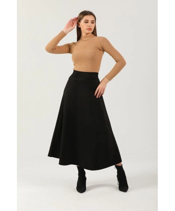 Düz Mevlana Süet Etek Kadın