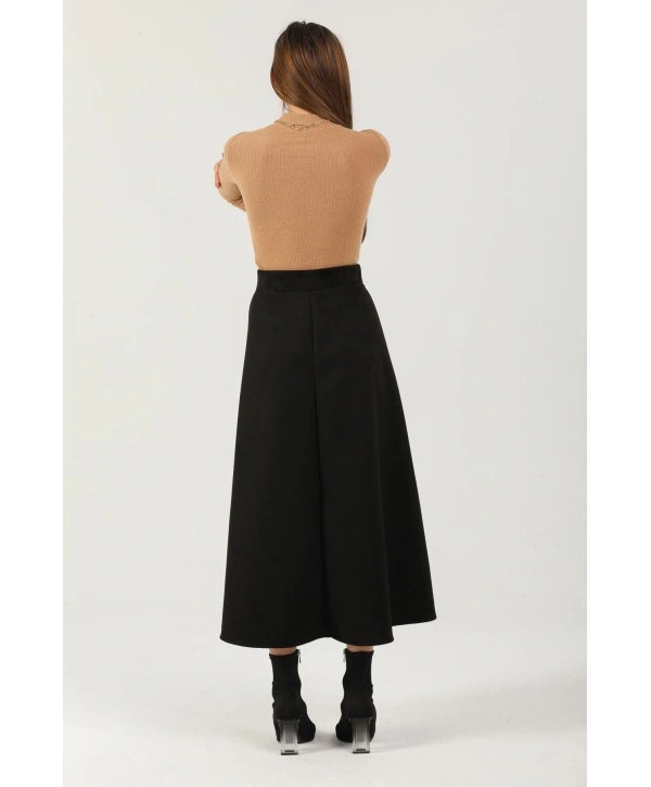 Düz Mevlana Süet Etek Kadın