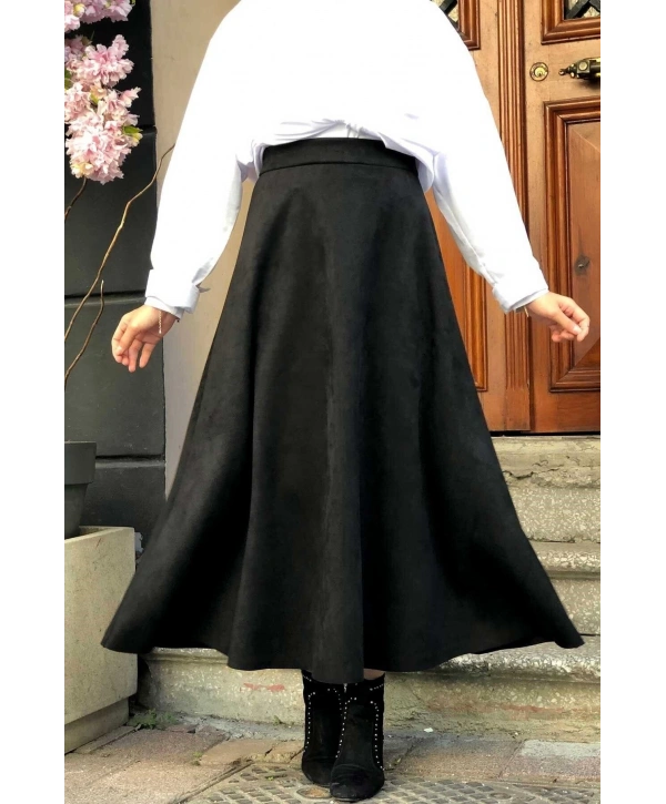 Düz Mevlana Süet Etek Kadın