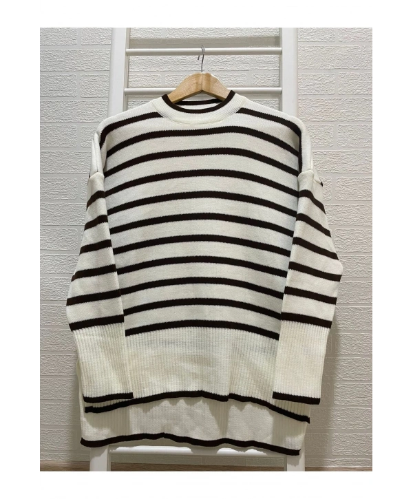 ÇİZGİLİ TRİKO KAZAK KADIN