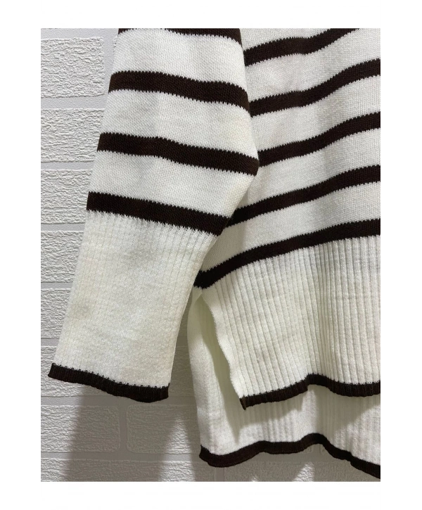 ÇİZGİLİ TRİKO KAZAK KADIN