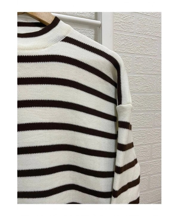 ÇİZGİLİ TRİKO KAZAK KADIN