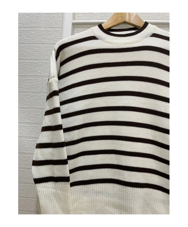 ÇİZGİLİ TRİKO KAZAK KADIN