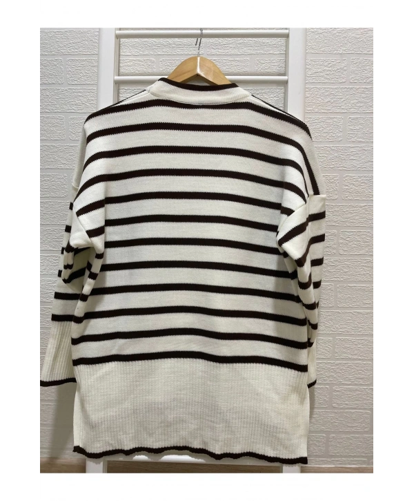 ÇİZGİLİ TRİKO KAZAK KADIN