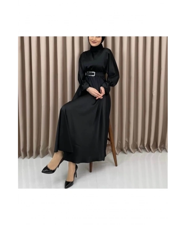 KEMERLİ SATEN ELBİSE