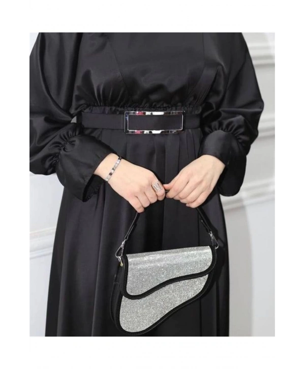 KEMERLİ SATEN ELBİSE