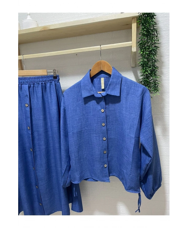 Kadın Yandan Bağcıklı Tesettür Etekli Takım