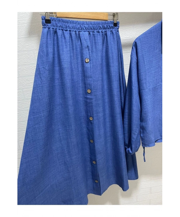 Kadın Yandan Bağcıklı Tesettür Etekli Takım