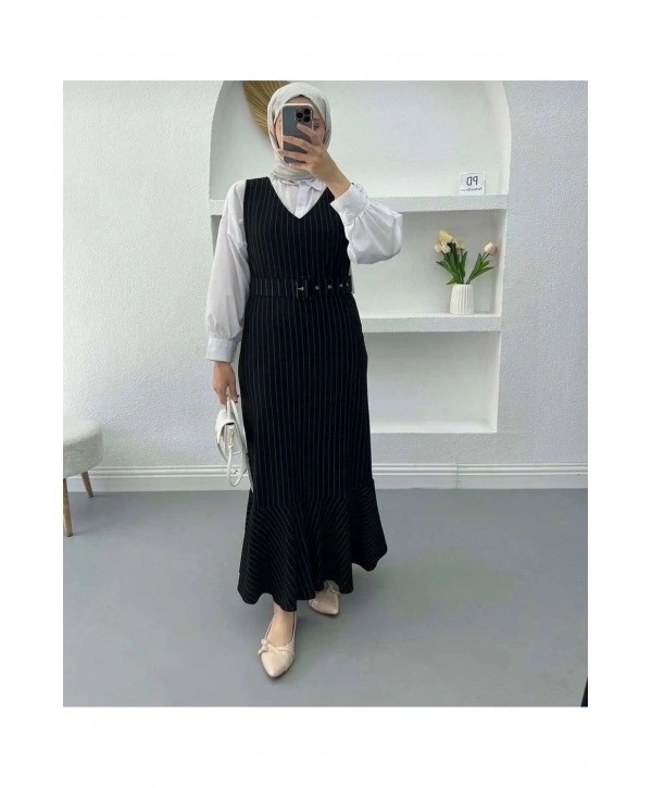 Kadın Kemerli Jile Elbise