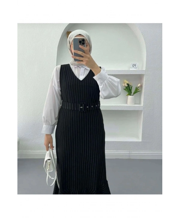 Kadın Kemerli Jile Elbise