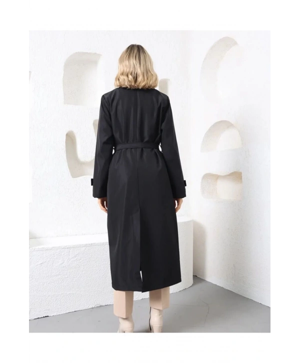 ASTARLI KUŞAKLI UZUN TRENÇKOT