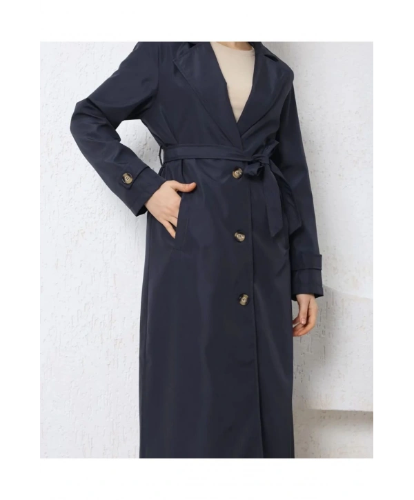 ASTARLI KUŞAKLI UZUN TRENÇKOT