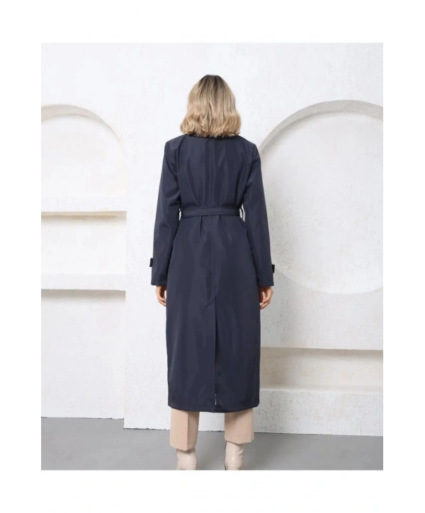 ASTARLI KUŞAKLI UZUN TRENÇKOT