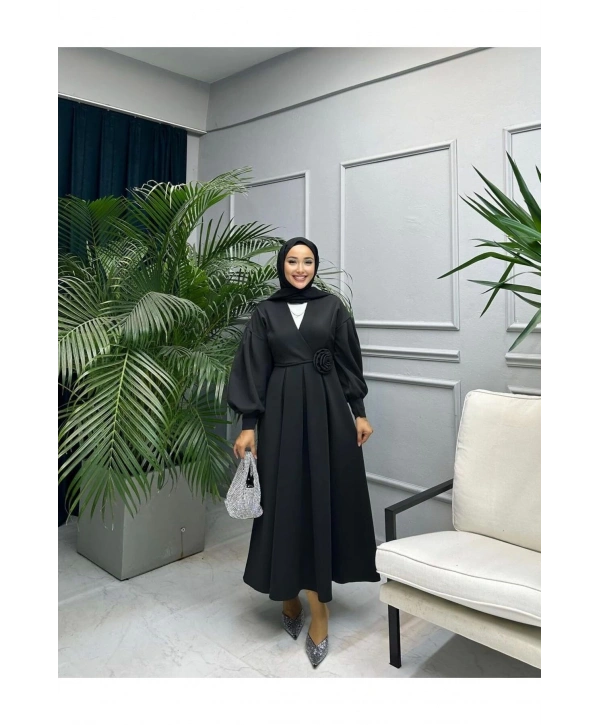 GÜL KEMERLİ SCUBA ELBİSE