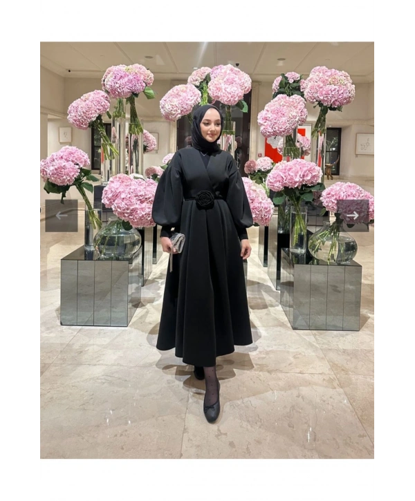 GÜL KEMERLİ SCUBA ELBİSE