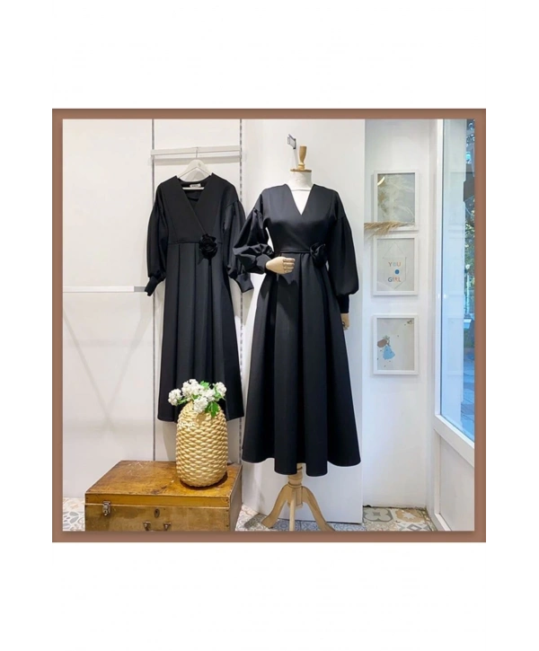 GÜL KEMERLİ SCUBA ELBİSE